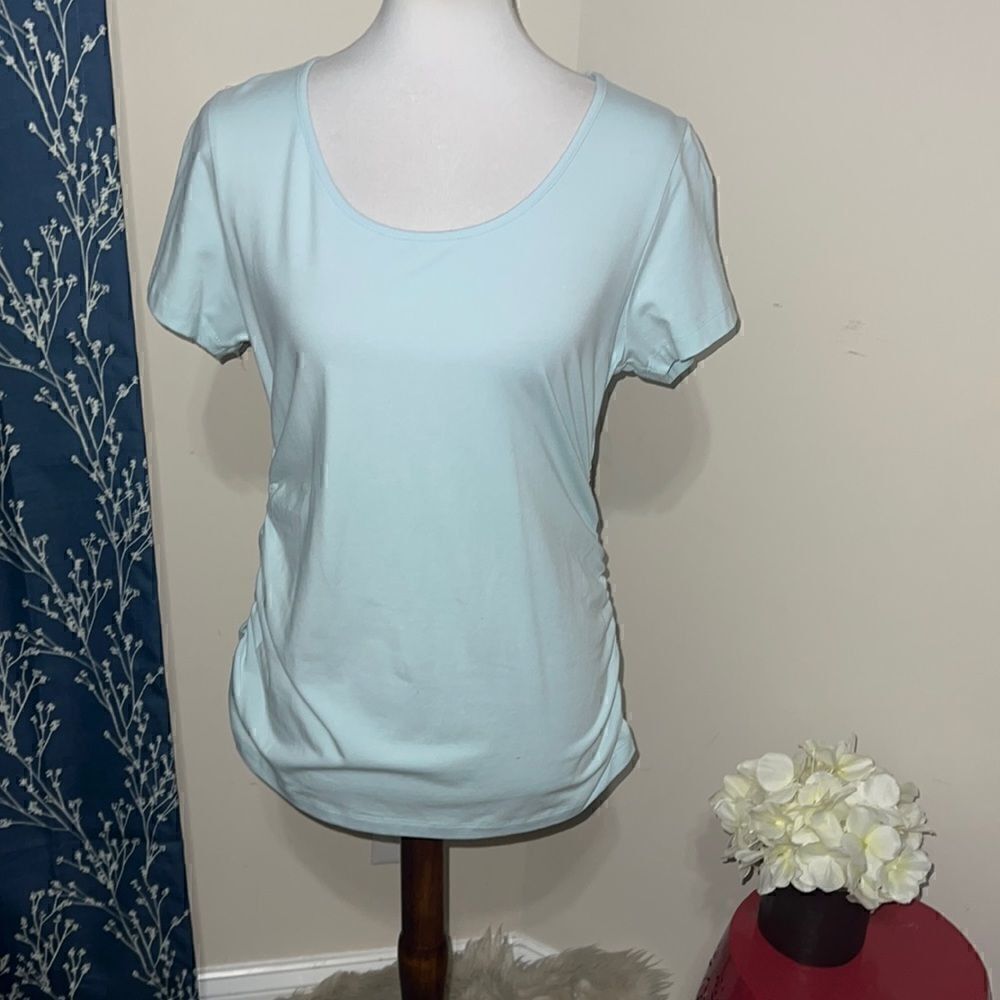 Soft Surroundings Ruched Tee Short Sleeve Figure-Flattering Basic sz M Medium